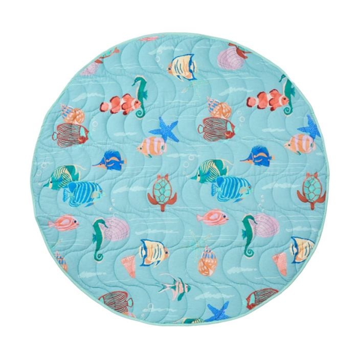 Linen House Kids 200gsm Under The Sea reversible Play Mat Round Cotton 120cm