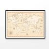The World Map in Vintage  Print 100% Australian Made 90x60cm  (Poster)