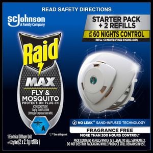 Raid Max Fly And Mosquito Electronic Plug In Plus 2 Refills