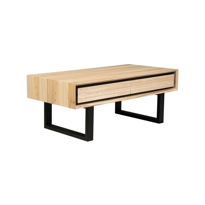 Aconite Coffee Table 120cm 2 Drawers Solid Messmate Timber Wood - Natural