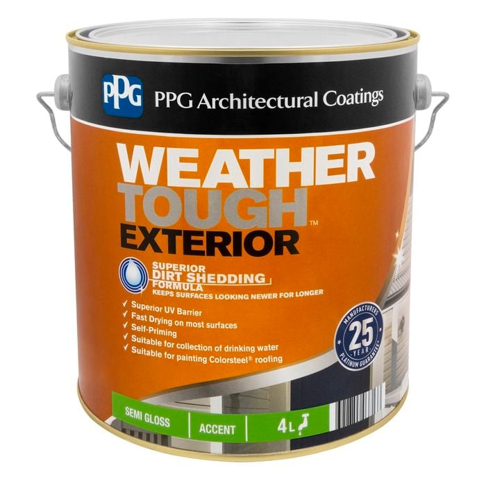 PPG Paints 4L Accent Semi Gloss Weather Tough Exterior Paint - 4L