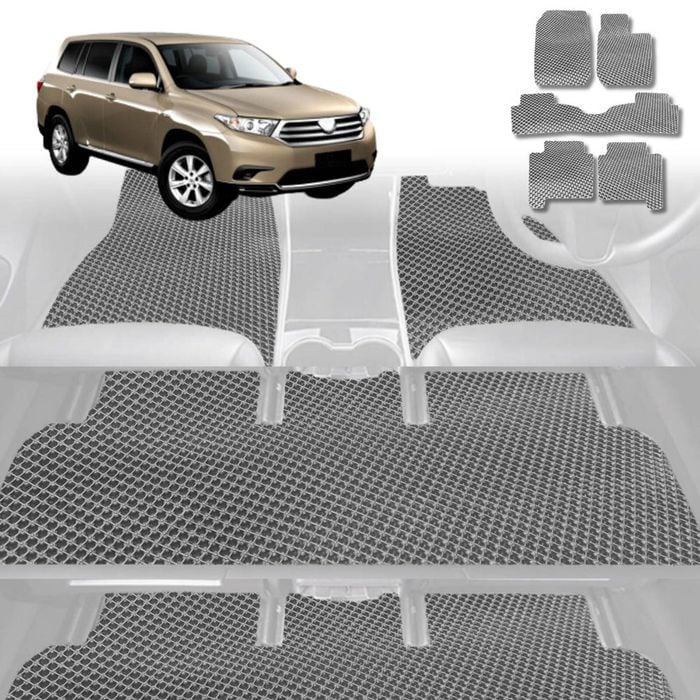6D Diamond Car Floor Mats for Toyota Kluger 2014-2020-Ultimate Set-Grey-Outback GT