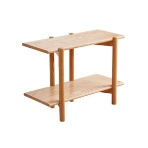 Miuz Solid Oak Side Table Modern Two-tier Shelf For Living Room Or Bedroom