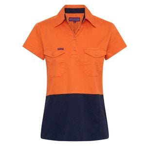Green Hip Short Sleeve HiVis Shirt Orange/Blue Size 18