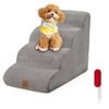 Costway 4-steps Dog Ramp Foam Pet Stair W/pet Hair Remover & Pocket Grey