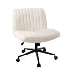 Oikiture Armless Office Desk Chair Sherpa White