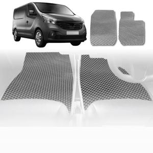 6D Diamond Car Floor Mats for Renault Master Van 2010-Current-Front Set-Grey-Outback GT