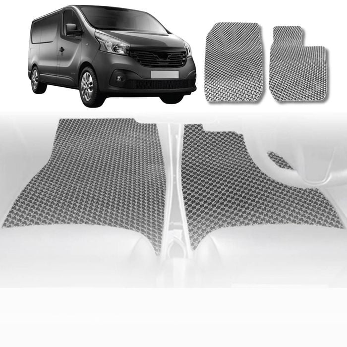 6D Diamond Car Floor Mats for Renault Master Van 2010-Current-Front Set-Grey-Outback GT