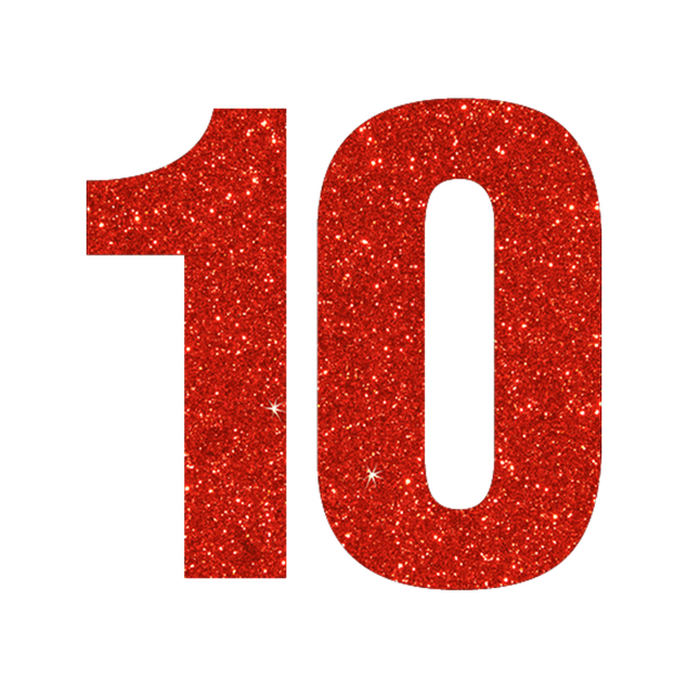 Glitter red number 10.