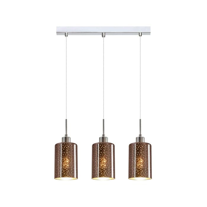 CLA Lighting ESPEJO4 Interior Iron & Rose Gold with Dotted Effect Oblong Pendant Light- 3 lits Straight