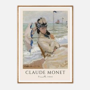 Galrie Claude Monet's Trouville Art Print Classic Impressionist Beach Scene Home Decor, Wood Frame, A0 84 x 119cm (33 x 47inch)