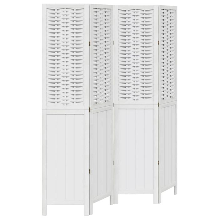 vidaXL Room Divider Privacy Screen Partition 4 Panels White Paulownia