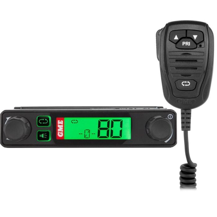 GME UHF CB Super Compact 80 Channel Radio & Microphone Black/Green