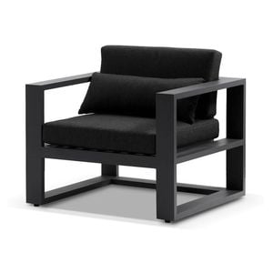 Santorini 1 Seater Outdoor Aluminium Arm Chair - Charcoal Denim