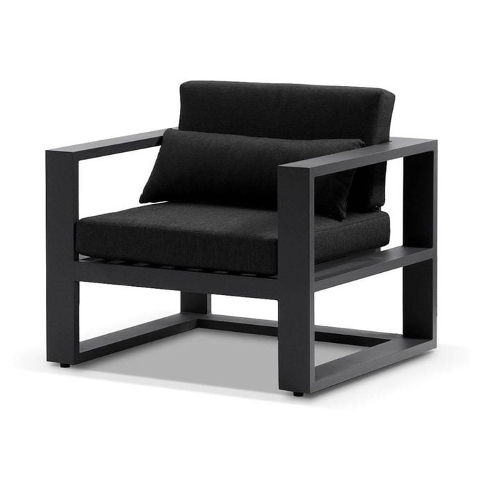 Santorini 1 Seater Outdoor Aluminium Arm Chair - Charcoal Denim