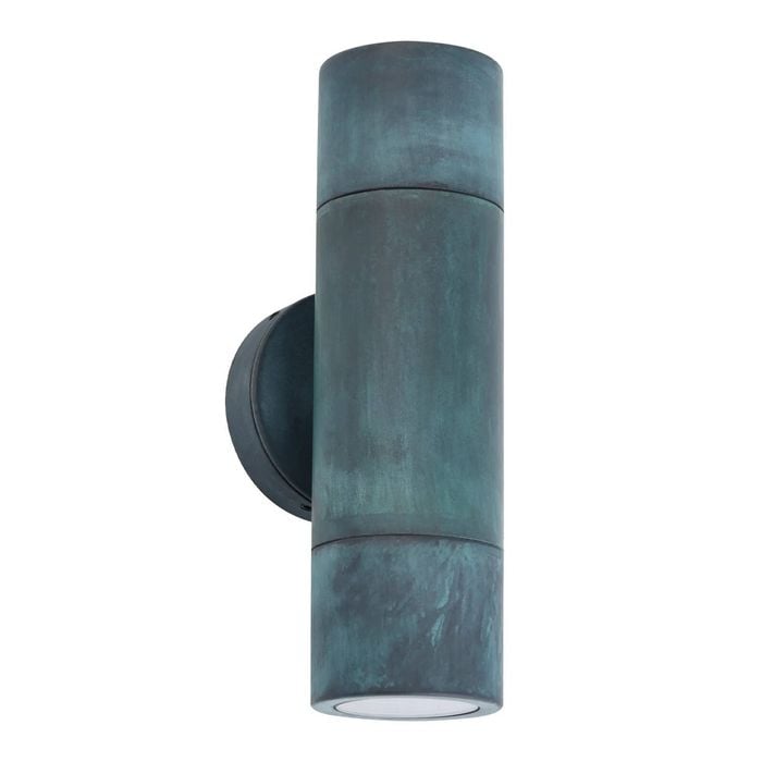 Cla Lighting Gu10 Exterior Wall Pillar Spot Light Solid Patina Brass Ip65 Up Down