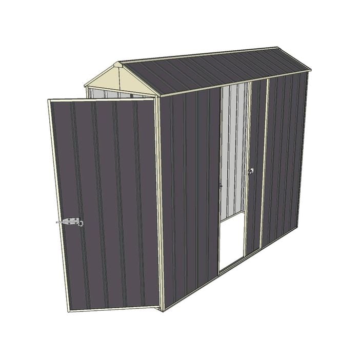 Build-a-Shed 0.8 x 2.3 x 2.1m Gable Single Hinged Door Shed with Single Sliding Side Door - Grey