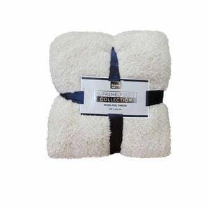 Soft Woollen Feel Throw Rug/blanket 127 X 178 Cm Cream