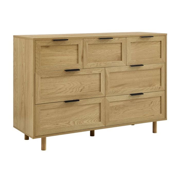Quincy Tallboy Dresser Chest 7 Drawers Oak
