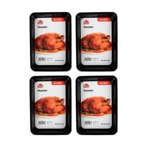 4PK Culinary Kitchen Non-Stick Rectangular Roaster Baking Pan Tray 34x24x5cm