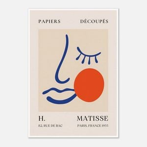 Galrie Papiers Découpés Blue Face with Orange, H. Matisse Art Print (1955), Poster Only, A0 84 x 119cm (33 X 47inch)