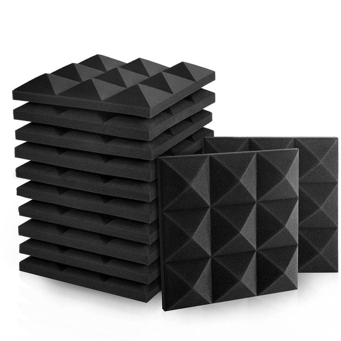 iDEER LIFE Acoustic Foam, 24Pcs, Sound Absorbing Panels Wall Tiles, Pyramid Shape