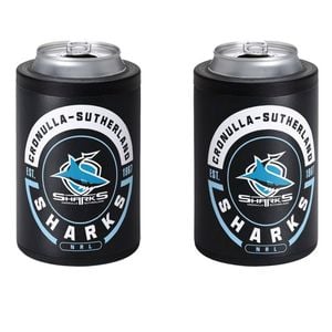Cronulla Sharks NRL Insulated Stainless Steel Can Cooler With Twist Top Lid