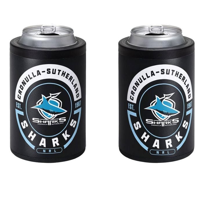 Cronulla Sharks NRL Insulated Stainless Steel Can Cooler With Twist Top Lid