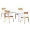 Oikiture 1.8m Dining Table and Chairs Wooden Furniture Set of 5 Natural & White