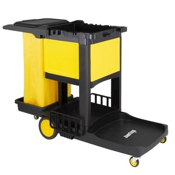 Jantex Cleaning Trolley Lockable Cabinet Black 990x1300x490mm Janitorial Housekeeping Commercial Storage