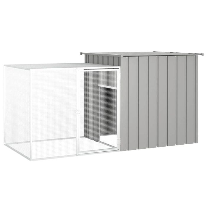 vidaXL Rabbit Cage Grey 200x91x100 cm Galvanised Steel Rabbit Hutch Playpen