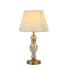 Telbix Cadiz Modern Table Desk Lamp Light Metal Glass Fabric Antique Gold Cream Gloss