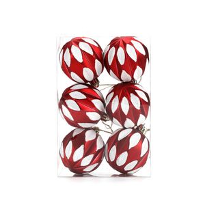 Catzon 6 Pcs Christmas Balls 6CM Shatterproof Plastic Painted Baubles for Xmas Tree Decor-Set11