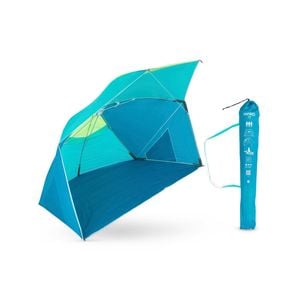 Decathlon - 3-Person Sun Shelter Beach Parasol Upf50+ Iwiko 180 - Blue Yellow - Unique