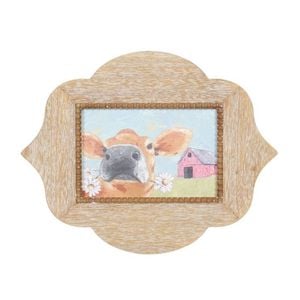 Willow & Silk Cow With Daisies Framed Wall Art 30x2x38cm
