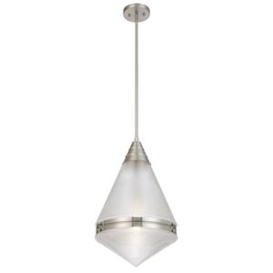 Telbix Harnon Modern Pendant Hanging Lamp Light Metal Glass Nickel Matte