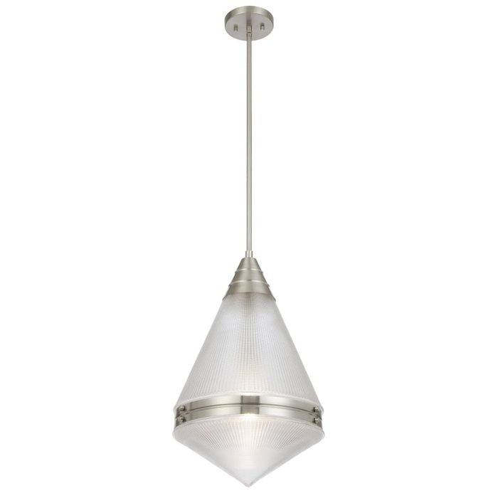 Telbix Harnon Modern Pendant Hanging Lamp Light Metal Glass Nickel Matte