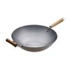 Pyrolux Wok Spun Carbon Steel With Long Wooden Handle & Helper 36cm