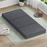 STARRY EUCALYPT Folding Mattress 3-Fold Foldable Foam Single Linen Grey