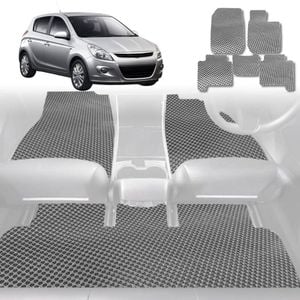 6D Diamond Car Floor Mats for Hyundai i20 2008-2015-Full Set-Grey-Outback GT