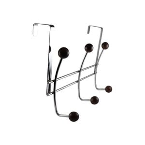 Adoored Satin Chrome 6 Hook Over-The-Door Ball Deco Hook Rack