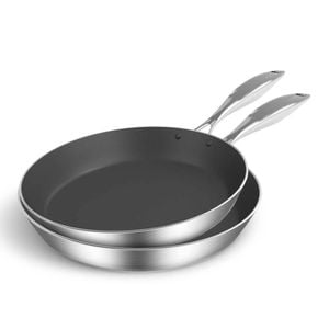 SOGA Stainless Steel Fry Pan 28cm & 36cm – Induction Non-Stick Interior