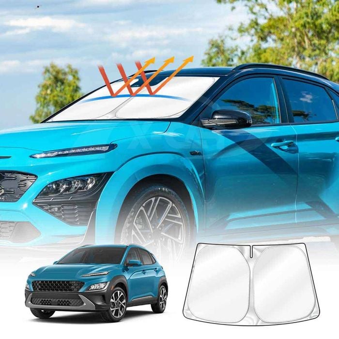 Windshield Sun Shade for Hyundai Kona 2017-2023 Blocks UV Rays Foldable Custom Wind Screen