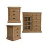 Jade Set of 2 Bedside 6 Drawer Tallboy Bedroom Furniture Package Set - Natural