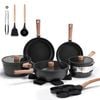 Zuni 19pcs Nonstick Cookware Pots & Pans Set Granite Coating Cooking Utensil