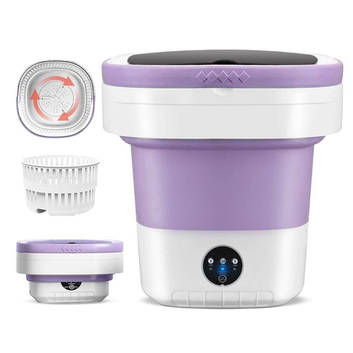 Catzon Portable Washing Machine 12L Mini Laundry 3 Modes with Spin Basket-Purple