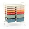 Costway 12 Drawers Metal Rolling Storage Trolley Cart Multi