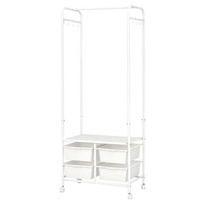 Levede Metal Open Wardrobe Clothes Rack with 4 Storage Boxes 63CM White