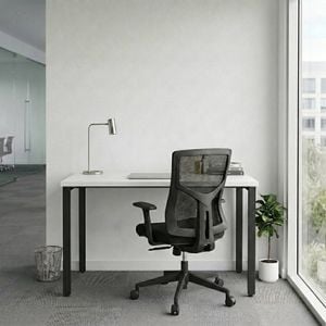 Olg Workstation Bundle: Axis 1500x750 Black Frame White Top + Tilly Office Chair Black