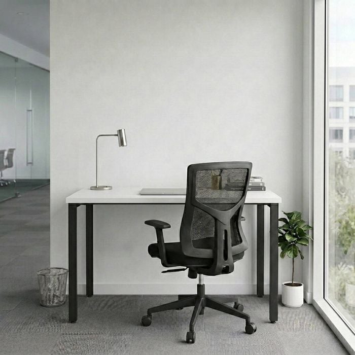 Olg Workstation Bundle: Axis 1500x750 Black Frame White Top + Tilly Office Chair Black